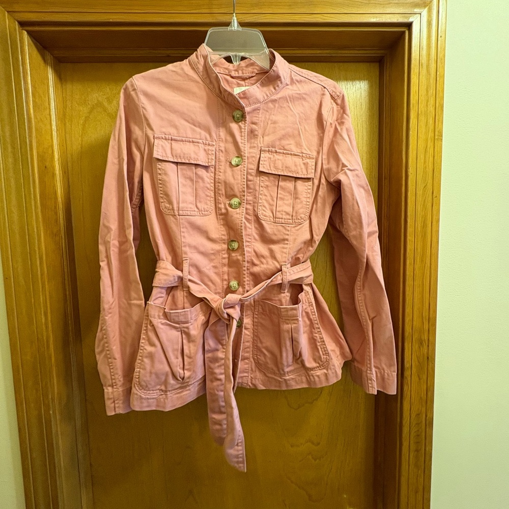 LOFT Pink Utility Jacket with Belted Waist